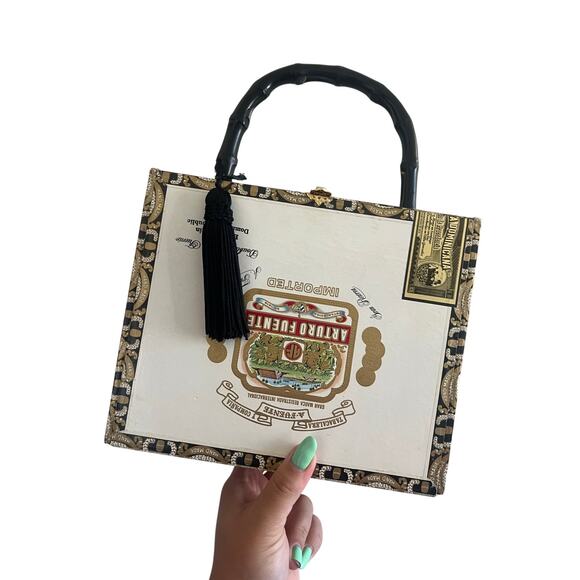 *HANDMADE* | Arturo Fuente Bamboo and Tassel Detail Cigar Box Purse - Picture 1 of 16